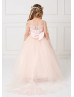 Beaded Lace Tulle Flower Girl Dress With Detachable Train